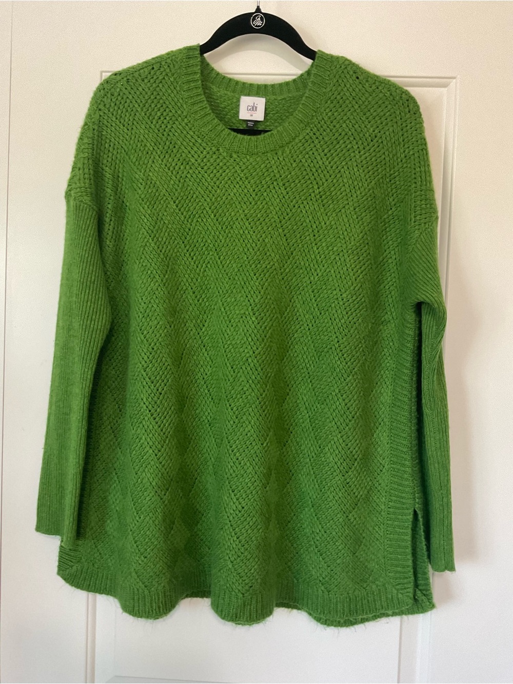 CAbi Bright Green Textured Crewneck Sweater